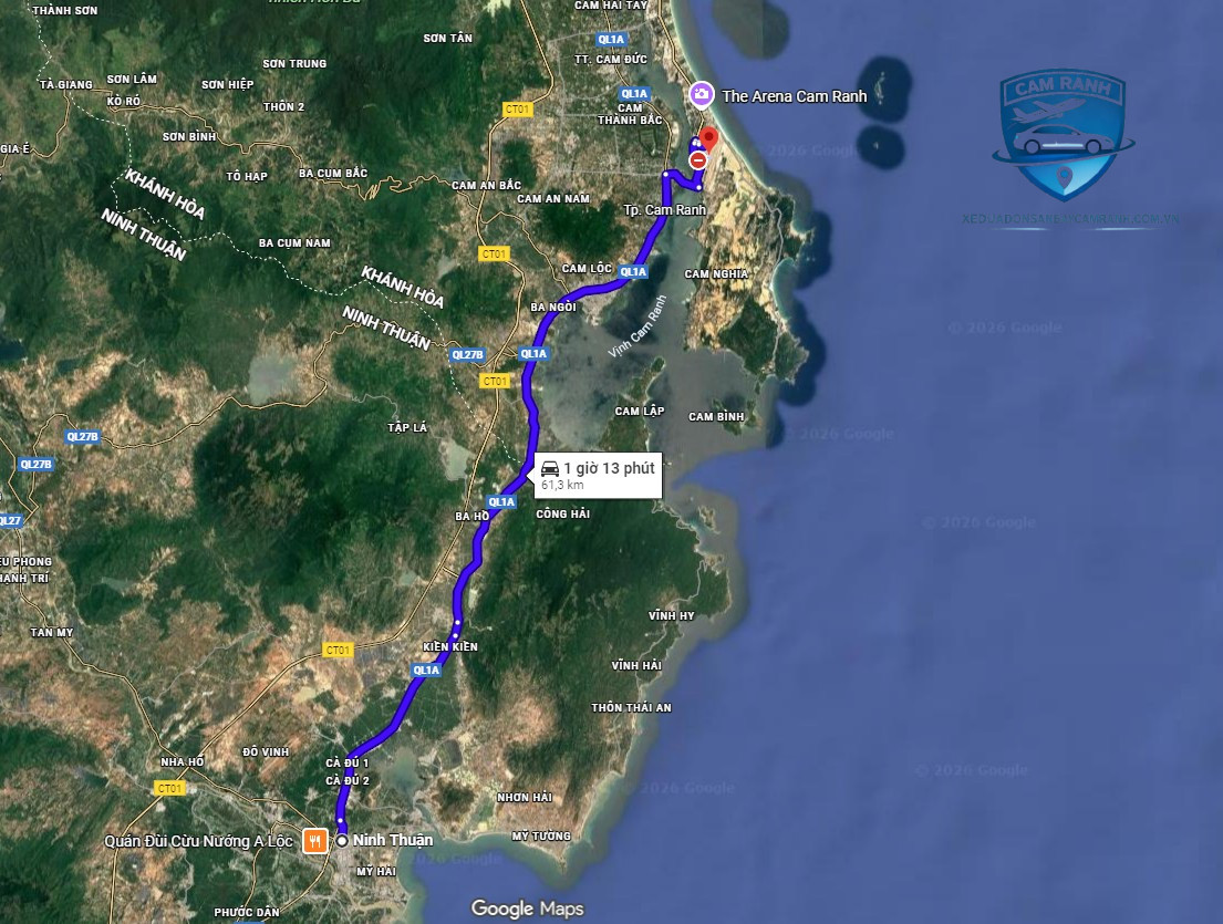 khoảng cách sân bay Cam Ranh về Ninh Thuận